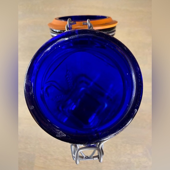 Pier 1 Italy Cobalt Blue Glass Spaghetti Jar Casadis Milano Bail Trigger Vintage - Picture 7 of 11